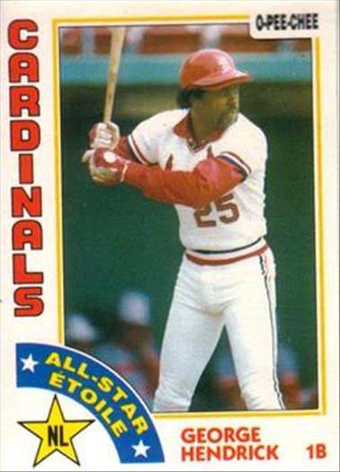 1984 O-Pee-Chee Baseball Cards 386     George Hendrick AS